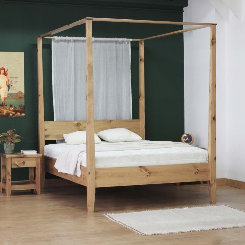 Massivholzbett mit Baldachin 001
