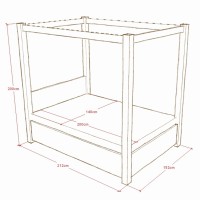 Massivholzbett Lombok mit baldachin und bettkasten 007