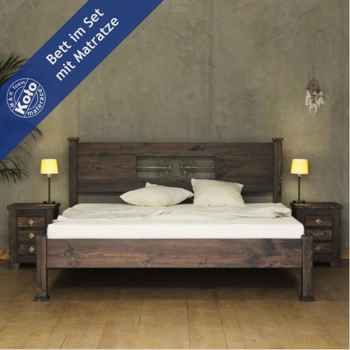 Massivholzbett Madura mit Matratze 001