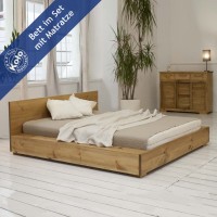 Massivholzbett Malang mit Matratze 001