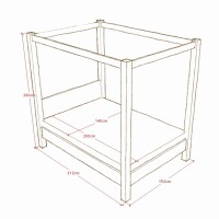 Massivholzbett Lombok mit Baldachin mit Matratze 006