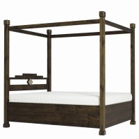 Massivholzbett Lovina mit Baldachin & Bettkasten mit Matratze  007