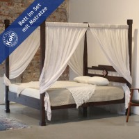 Massivholzbett Lovina mit Baldachin mit Matratze 001