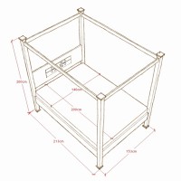 Massivholzbett Madura mit Baldachin mit Matratze 007