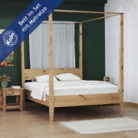 Massivholzbett Nirvana mit Baldachin und Matratze 001