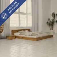 Massivholzbett Palau mit Matratze 001