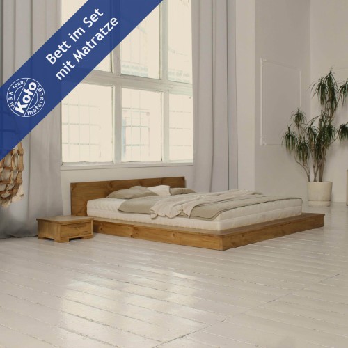 Massivholzbett Palau mit Matratze 001