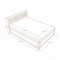 Massivholzbett Tabana mit Bettkasten und Matratze 009