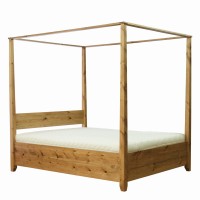 Massivholzbett Nirvana mit Baldachin & Bettkasten + Matratze 005