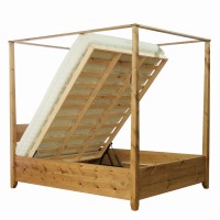 Massivholzbett Nirvana mit Baldachin & Bettkasten + Matratze 006